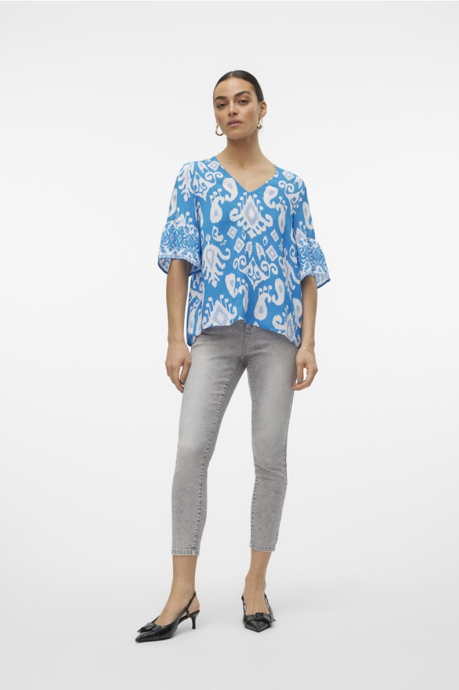VMJOY 2/4 V-NECK TOP WVN LCS 10312176 Ibiza Blue/Joy